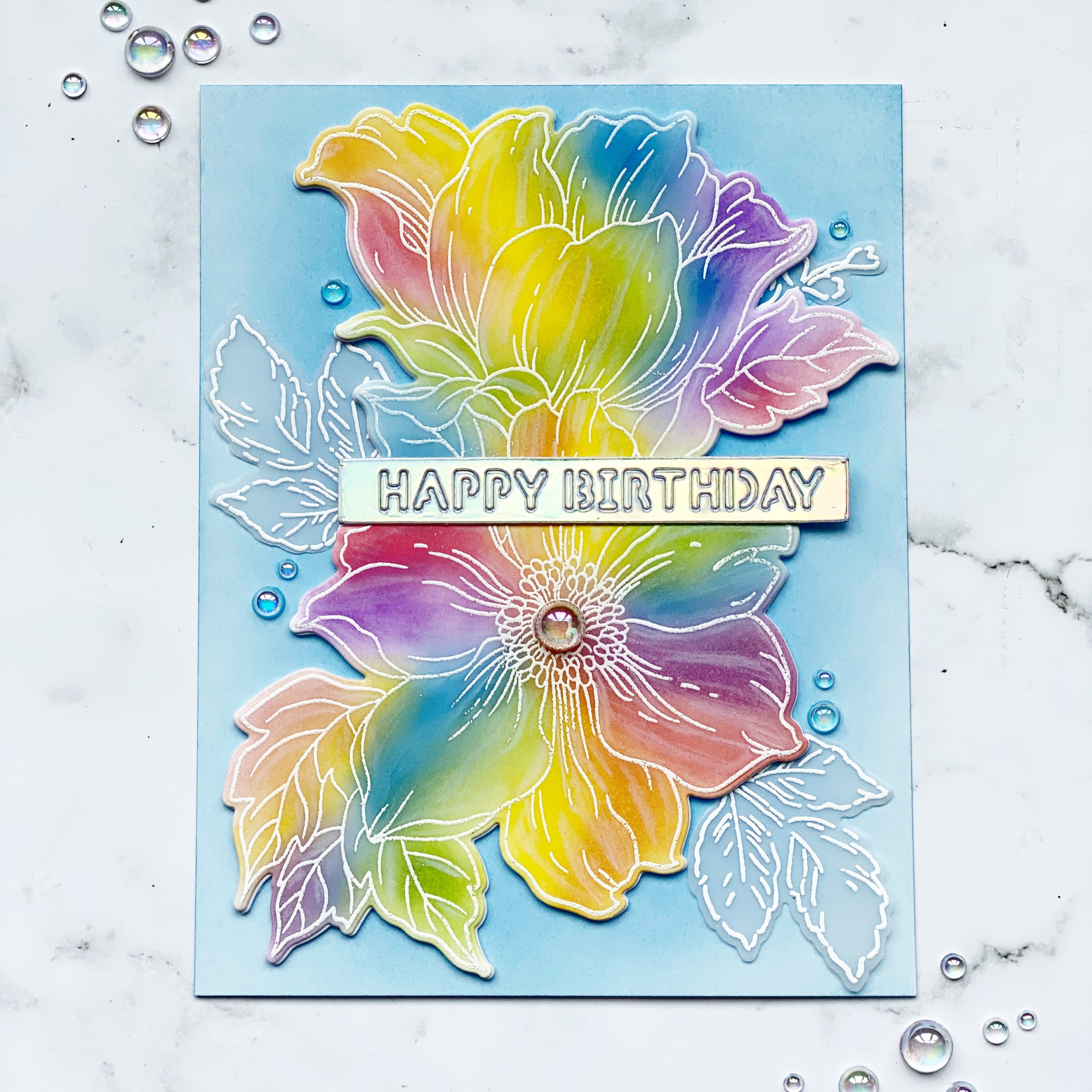 happy birthday, rainbow flowers, altenew, altenew academy, card making, Nicki hearts cards