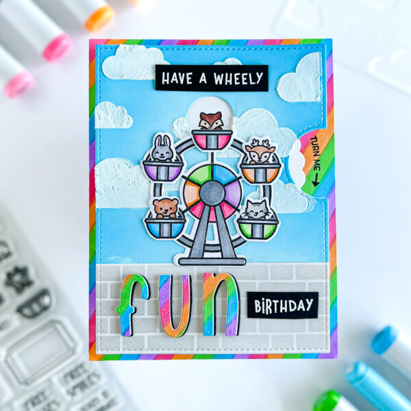 Lawn Fawn, Rainbow Card, Copic Coloring, Nicki Hearts Cards, Card Making
