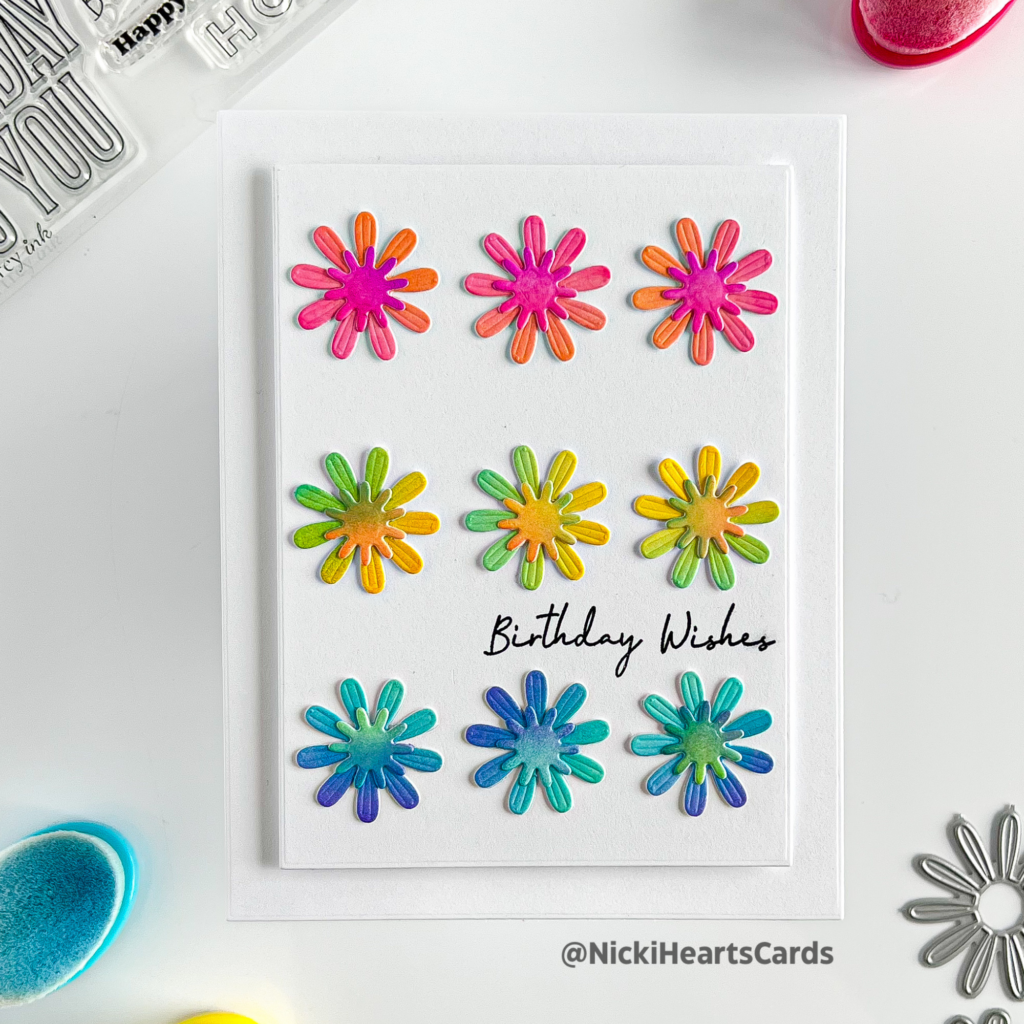 die cutting, rainbow card making, paper crafts, clean and simple, Nicki hearts cards