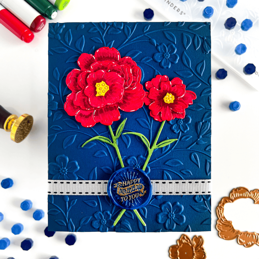 Handmade Card with Embossing Folder, Die Cuts and Wax Seals! Nicki