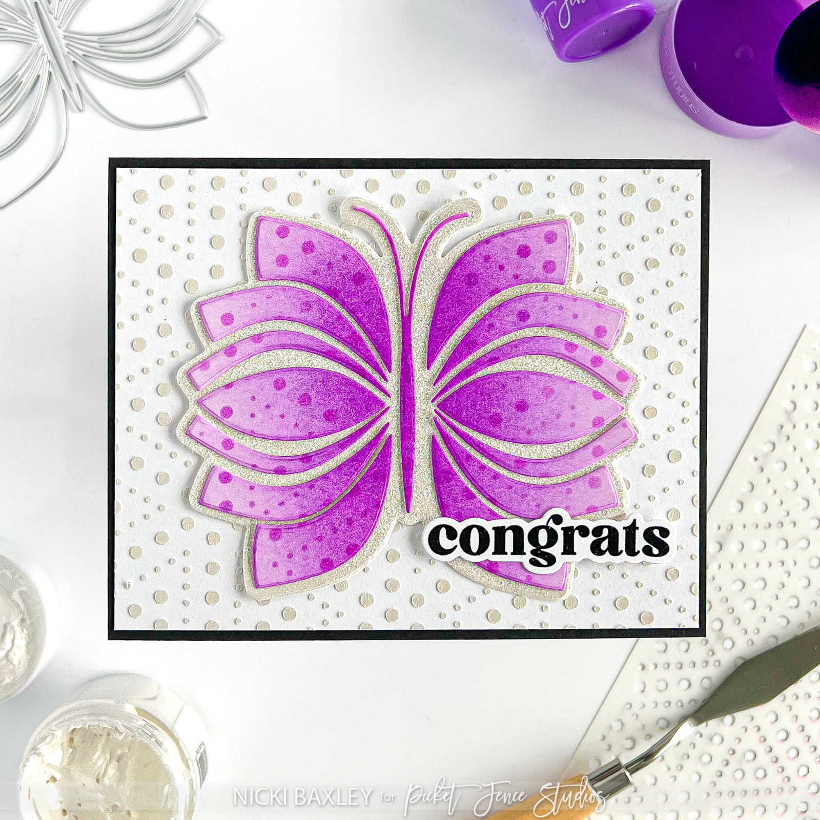 Nicki hearts cards, card making, butterflies, picket fence studios